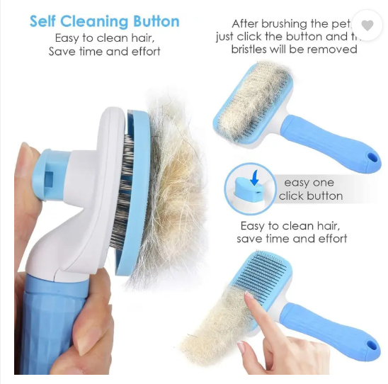 Kamini Enterprise Pet Grooming & Cleaning Slicker Brush Self Cleaning Hair Brush For Dogs Cats Shedding Brush Comb With Handle, Dog Hair Brush For German Shepherd Labrador Rottweiler Golden Retriever (1ps/Multicolour) Slicker Brushes for Dog & Cat
