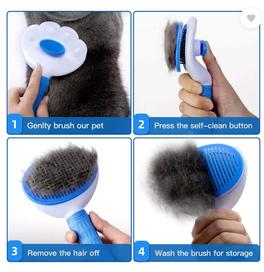 Emily Pets Pet Comb Stainless Steel Pin Dog Grooming Brush-Medium (Blue) Slicker Brushes for Dog & Cat