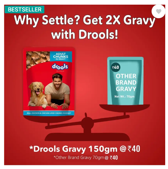 Drools Chunks in gravy for Adult - Chicken Liver and Real Chicken 3.6 kg (24x0.15 kg) Wet Adult Dog Food