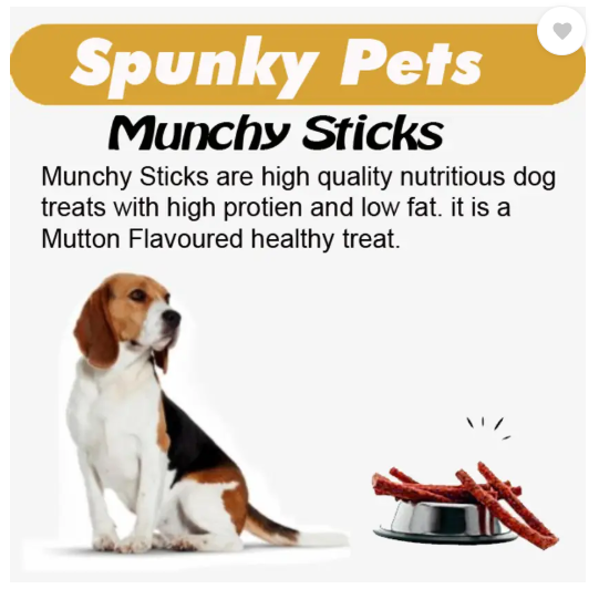 Spunky pets Dog Treat Pack of 450 Grams - Premium Mutton Chewsticks, Mutton 0.45 kg Dry Young, Adult Dog Food