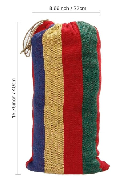 DIPDEY Portable Swing Cotton Stripe With Strong Hammocks Rope Beach Sleeping Bed Backpack Spreader Bar Tree Hanging For Travel Garden Striped Ultralight Outdoor Jula Camping Hammock (Multicolor)-Set 1
