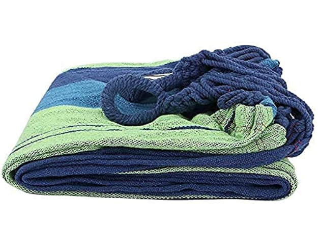 DIPDEY Portable Swing Cotton Stripe With Strong Hammocks Rope Beach Sleeping Bed Backpack Spreader Bar Tree Hanging For Travel Garden Striped Ultralight Outdoor Jula Camping Hammock (Multicolor)-Set 1