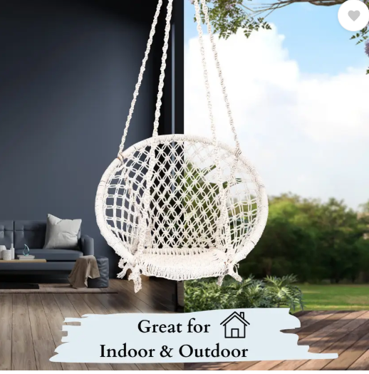 Patiofy Wooden Swing Chair/ Jhula Indoor/ Swing for Home/Swing for Adults Outdoor Wooden Cotton Large Swing (Beige, DIY(Do-It-Yourself))