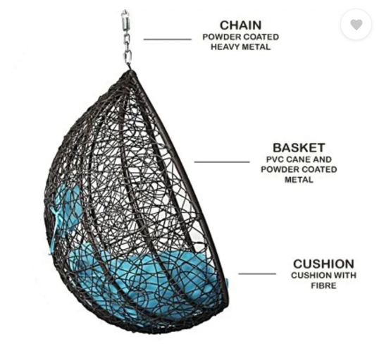 Flipkart Perfect Homes Studio Single Seater Swing Chair Without Stand for Patio Garden Outdoor Furniture Iron Hammock (Blue, Brown, DIY(Do-It-Yourself))