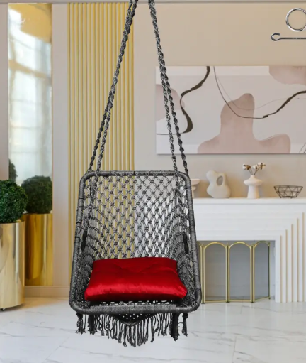 Patiofy Premium Rectangular Swing Chair for Adults & Kids, Swing for Adults Outdoor Polyester Hammock (Grey, DIY(Do-It-Yourself))