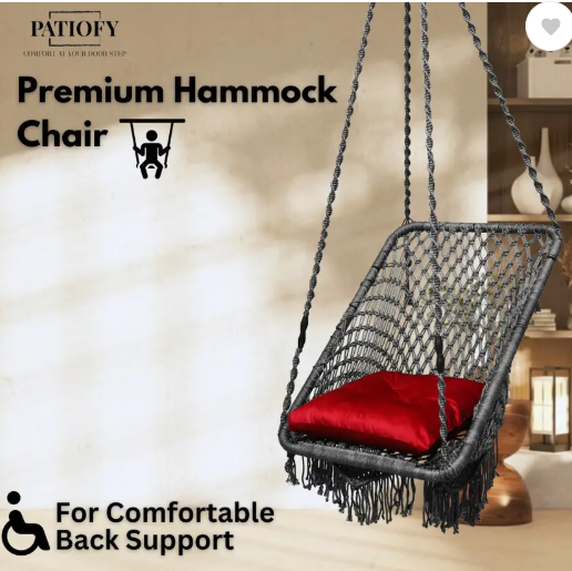 Patiofy Premium Rectangular Swing Chair for Adults & Kids, Swing for Adults Outdoor Polyester Hammock (Grey, DIY(Do-It-Yourself))