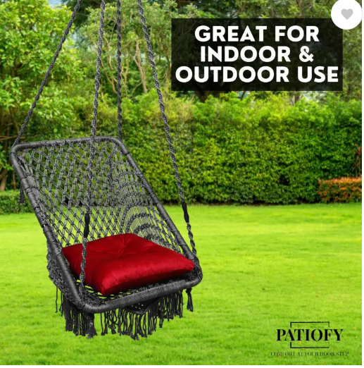 Patiofy Premium Rectangular Swing Chair for Adults & Kids, Swing for Adults Outdoor Polyester Hammock (Grey, DIY(Do-It-Yourself))