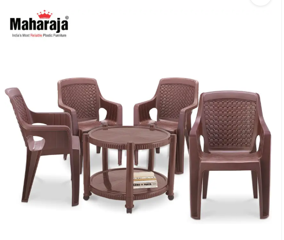 MAHARAJA Plastic Table & Chair Set (Finish Color - Brown, DIY(Do-It-Yourself))