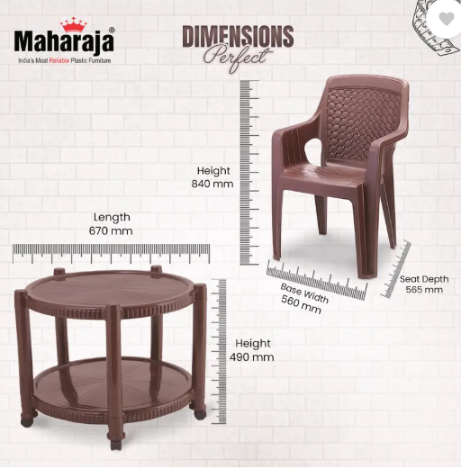 MAHARAJA Plastic Table & Chair Set (Finish Color - Brown, DIY(Do-It-Yourself))