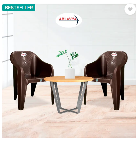 ARLAVYA Mario Model for Home, Garden, Office, Cafeteria Plastic Outdoor Chair (Brown, Set of 6, Pre-assembled)