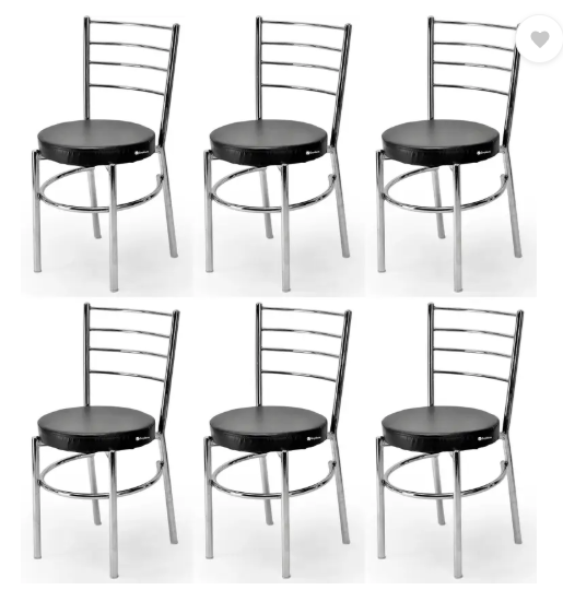 GOYALSON Dining chair for home office restaurants hotels Metal Dining Chair  (Set of 6, Finish Color - black)