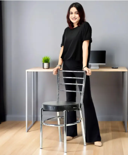 GOYALSON Dining chair for home office restaurants hotels Metal Dining Chair  (Set of 6, Finish Color - black)