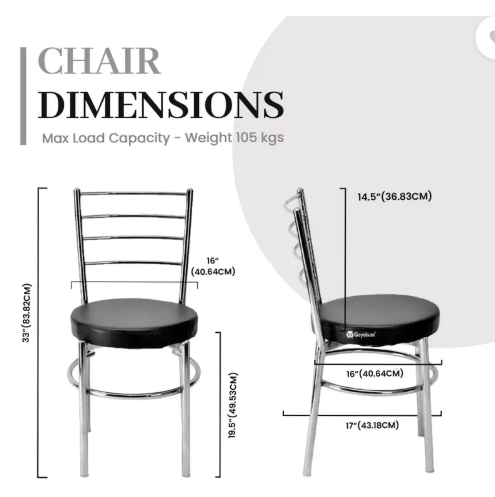 GOYALSON Dining chair for home office restaurants hotels Metal Dining Chair  (Set of 6, Finish Color - black)
