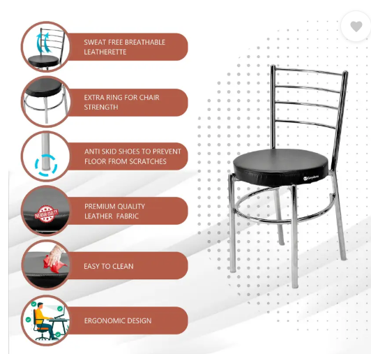 GOYALSON Dining chair for home office restaurants hotels Metal Dining Chair  (Set of 6, Finish Color - black)