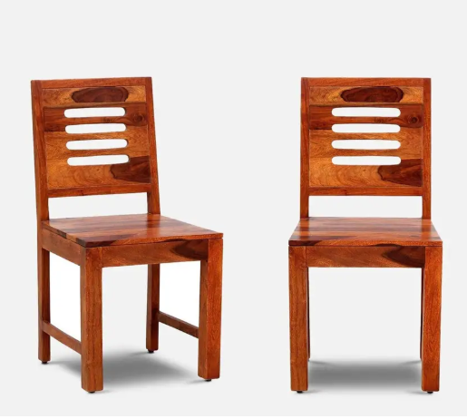 Wopno Furniture Pure Sheesham Wooden dining Chair Only|2 Chair For Dining Room / Study Room Solid Wood Dining Chair  (Set of 2, Finish Color - Teak)