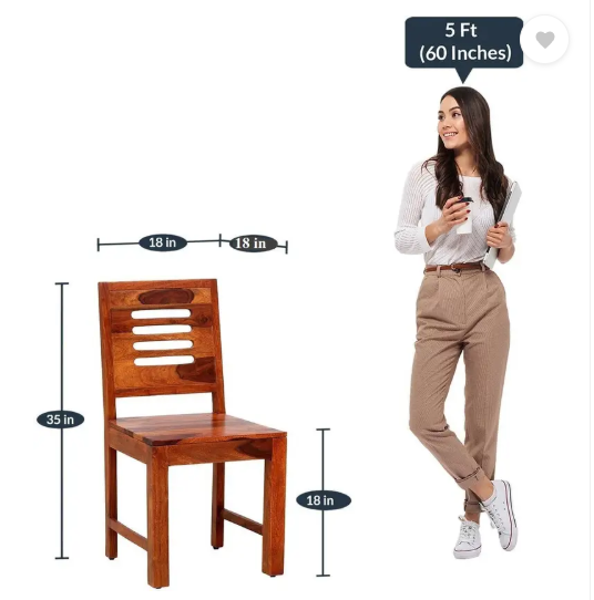 Wopno Furniture Pure Sheesham Wooden dining Chair Only|2 Chair For Dining Room / Study Room Solid Wood Dining Chair  (Set of 2, Finish Color - Teak)
