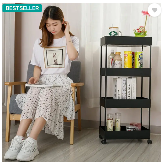 ADA Slim 4-Layer Rolling Storage Rack with Wheels Kitchen Storage Organizer Trolley Plastic Kitchen Trolley  (DIY(Do-It-Yourself))