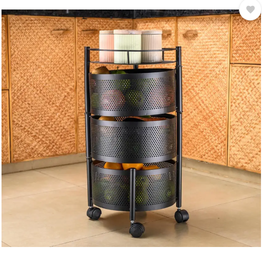 Angelware 5 Layer Kitchen Trolley Storage Rack Round Design Fruits & Vegetable Basket Iron Kitchen Trolley  (Pre-assembled)