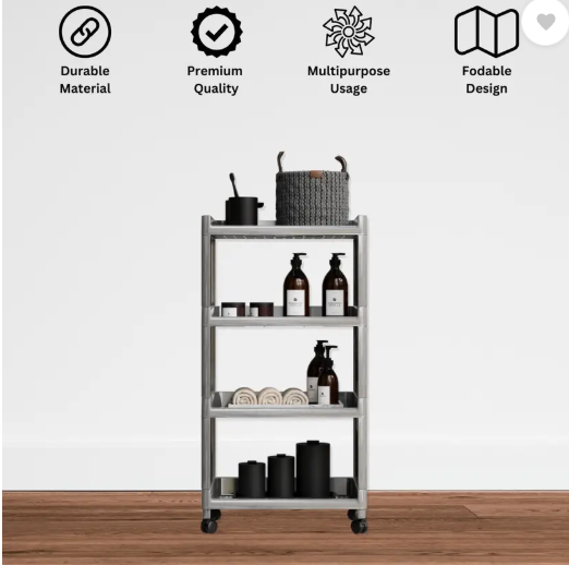Marmik 4 Layer Multipurpose Storage Rolling Cart with Wheels For Office, Home, Plastic Kitchen Trolley  (DIY(Do-It-Yourself))