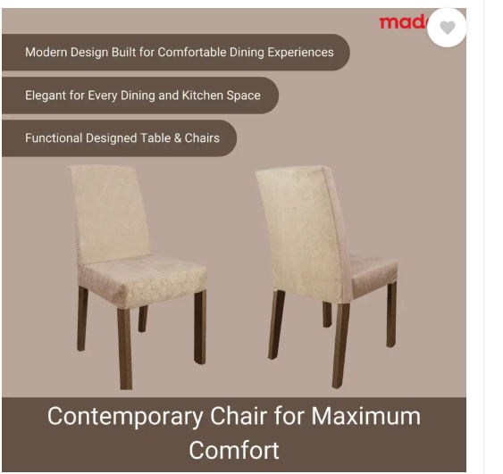 Madesa Dining Room Set Glass Avril Engineered Wood 4 Seater Dining Set (Finish Color -Rustic, Knock Down)