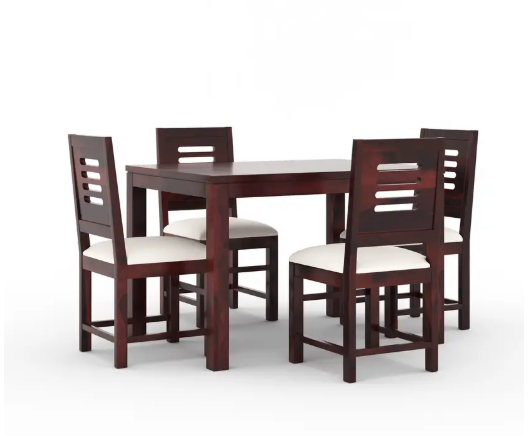 Allie Wood Sheesham ( Rosewood ) Solid Wood 4 Seater Dining Set (Finish Color -Walnut, DIY(Do-It-Yourself))