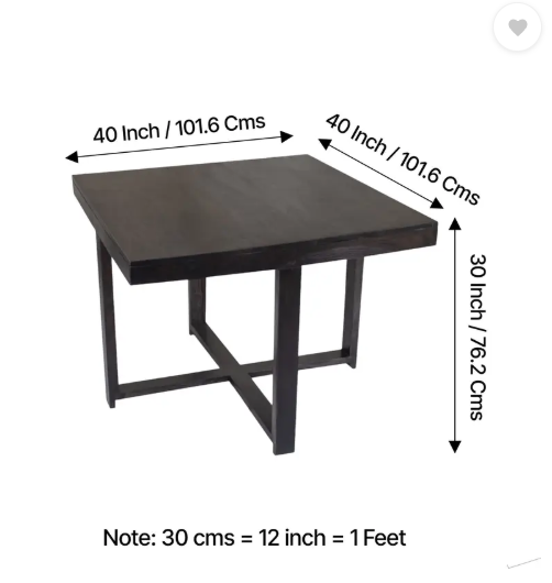 Ikiriya Kingston Rosewood ( Sheesham ) Solid Wood 4 Seater Dining Table (Finish Color - Mahogany, DIY(Do-It-Yourself))