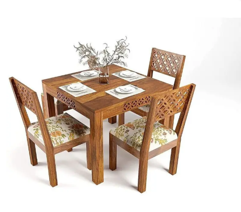 Custom Decor Solid Wood 4 Seater Dining Set (Finish Color -Honey Finish, DIY(Do-It-Yourself))