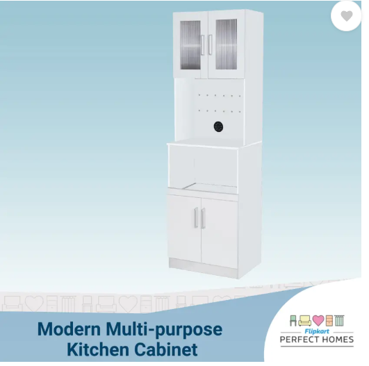 Flipkart Perfect Homes Haven Engineered Wood Kitchen Cabinet  (Finish Color - Frosty White, Knock Down)