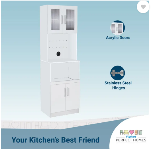 Flipkart Perfect Homes Haven Engineered Wood Kitchen Cabinet  (Finish Color - Frosty White, Knock Down)