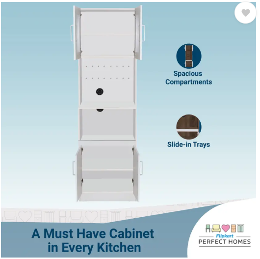 Flipkart Perfect Homes Haven Engineered Wood Kitchen Cabinet  (Finish Color - Frosty White, Knock Down)