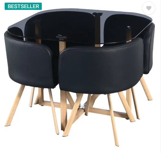 Flipkart Perfect Homes Atiu Metal 4 Seater Dining Set  (Finish Color -Midnight Black, Knock Down)