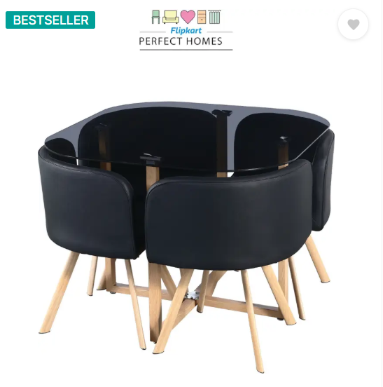 Flipkart Perfect Homes Atiu Metal 4 Seater Dining Set  (Finish Color -Midnight Black, Knock Down)