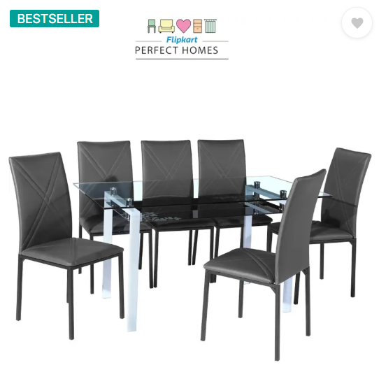 Flipkart Perfect Homes Luzon Metal 6 Seater Dining Set  (Finish Color -Midnight Black, Knock Down)