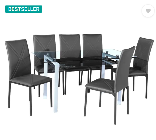 Flipkart Perfect Homes Luzon Metal 6 Seater Dining Set  (Finish Color -Midnight Black, Knock Down)