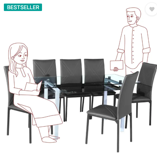 Flipkart Perfect Homes Luzon Metal 6 Seater Dining Set  (Finish Color -Midnight Black, Knock Down)