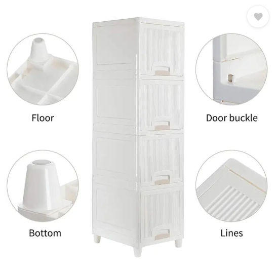 Shiswa Foldable 6-Tier Clothes Storage Rack & Organizer for Wardrobe & Drawers Plastic Free Standing Cabinet (Finish Color - White, DIY(Do-It-Yourself))
