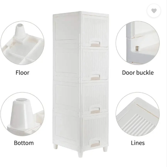Shiswa Foldable 2-Tier Clothes Storage Rack & Organizer for Wardrobe & Drawers Plastic Free Standing Cabinet (Finish Color - White, DIY(Do-It-Yourself))