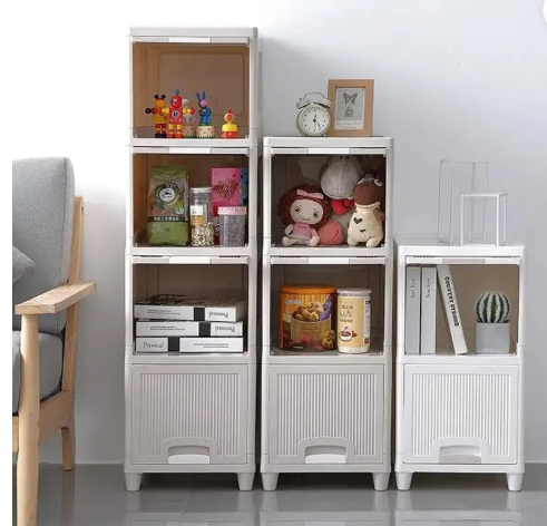 Shiswa Foldable 2-Tier Clothes Storage Rack & Organizer for Wardrobe & Drawers Plastic Free Standing Cabinet (Finish Color - White, DIY(Do-It-Yourself))
