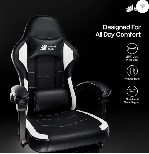 GREEN SOUL Blade Ergonomic Gaming Chair|Multi-Functional Computer Chair|Ergo Sync Armrest Gaming Chair  (Black, White)