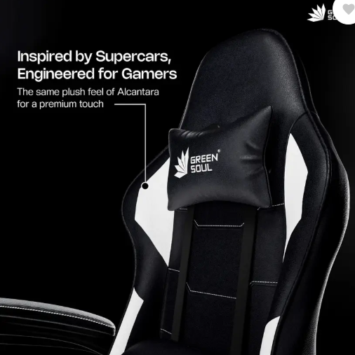 GREEN SOUL Blade Ergonomic Gaming Chair|Multi-Functional Computer Chair|Ergo Sync Armrest Gaming Chair  (Black, White)