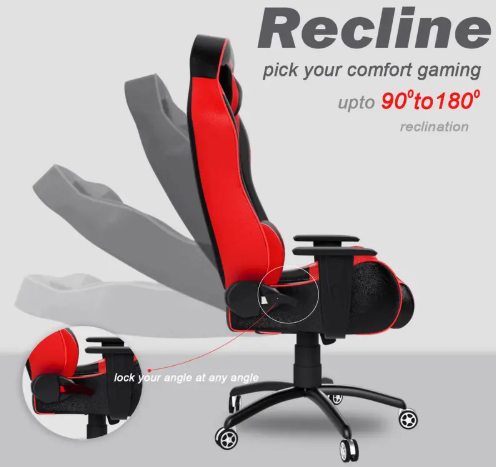 ASE Gaming Gold Series Ergonomic Gaming Chair with Head & Lumbar Pillow Gaming Chair  (Red)