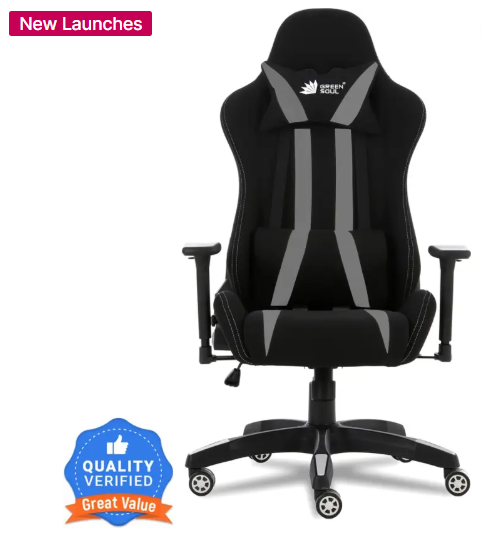 GREEN SOUL Beast Gaming Ergonomic|Gaming & WFH|3D Armrest|180 Recline Gaming Chair Gaming Chair  (Black, Grey)