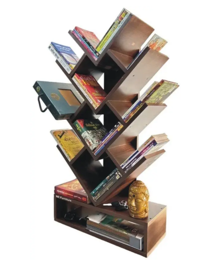 sbf furniture Tree Bookshelf 5-Shelf Floor Standing Bookcase Free Standing Engineered Wood Open Book Shelf  (Finish Color - Brown, DIY(Do-It-Yourself))