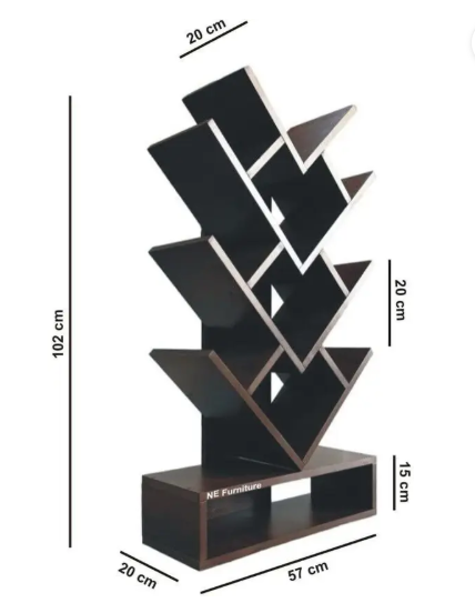 sbf furniture Tree Bookshelf 5-Shelf Floor Standing Bookcase Free Standing Engineered Wood Open Book Shelf  (Finish Color - Brown, DIY(Do-It-Yourself))