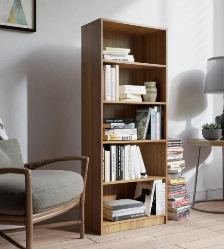 NEUDOT BRAVO Engineered Wood Open Book Shelf  (Finish Color - TEAK, Knock Down)