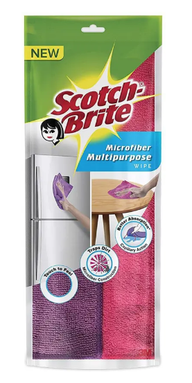 Scotch-Brite Multipurpose Wipe for Kitchen,Dinning, Appliances Wet and Dry Microfiber Cleaning Cloth  (2 Units)