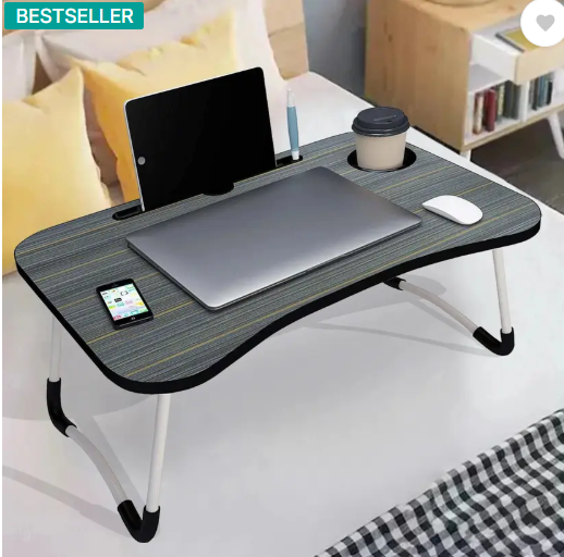 MITHILA Foldable multipurpose Table Wood Portable Laptop Table  (Finish Color - BLACK, Pre Assembled)
