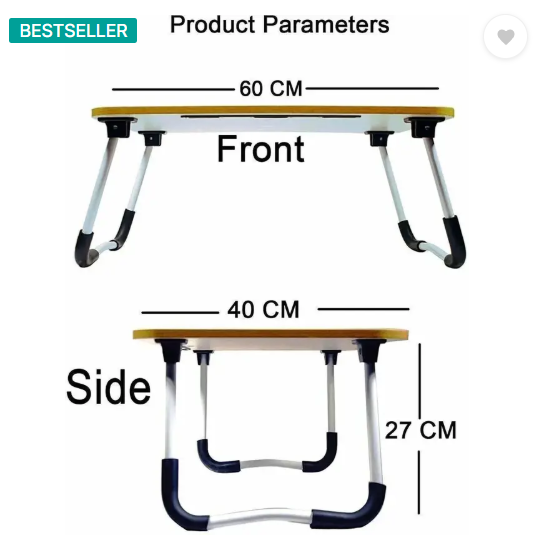MITHILA Foldable multipurpose Table Wood Portable Laptop Table  (Finish Color - BLACK, Pre Assembled)