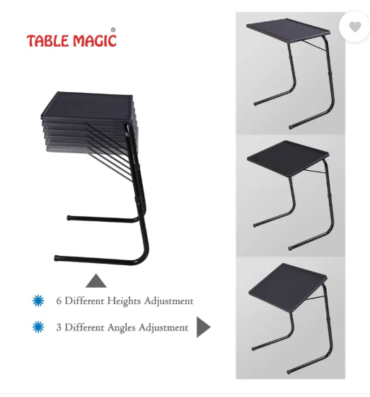 TABLE MAGIC Multipurpose Regular Midnight Black Metal Portable Laptop Table  (Finish Color - Midnight Black, DIY(Do-It-Yourself))