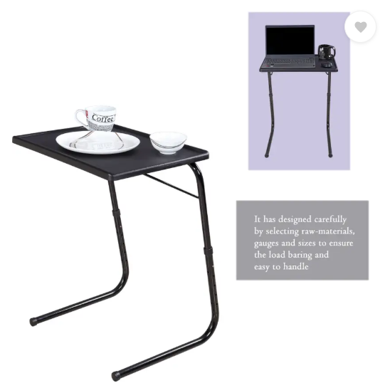 TABLE MAGIC Multipurpose Regular Midnight Black Metal Portable Laptop Table  (Finish Color - Midnight Black, DIY(Do-It-Yourself))